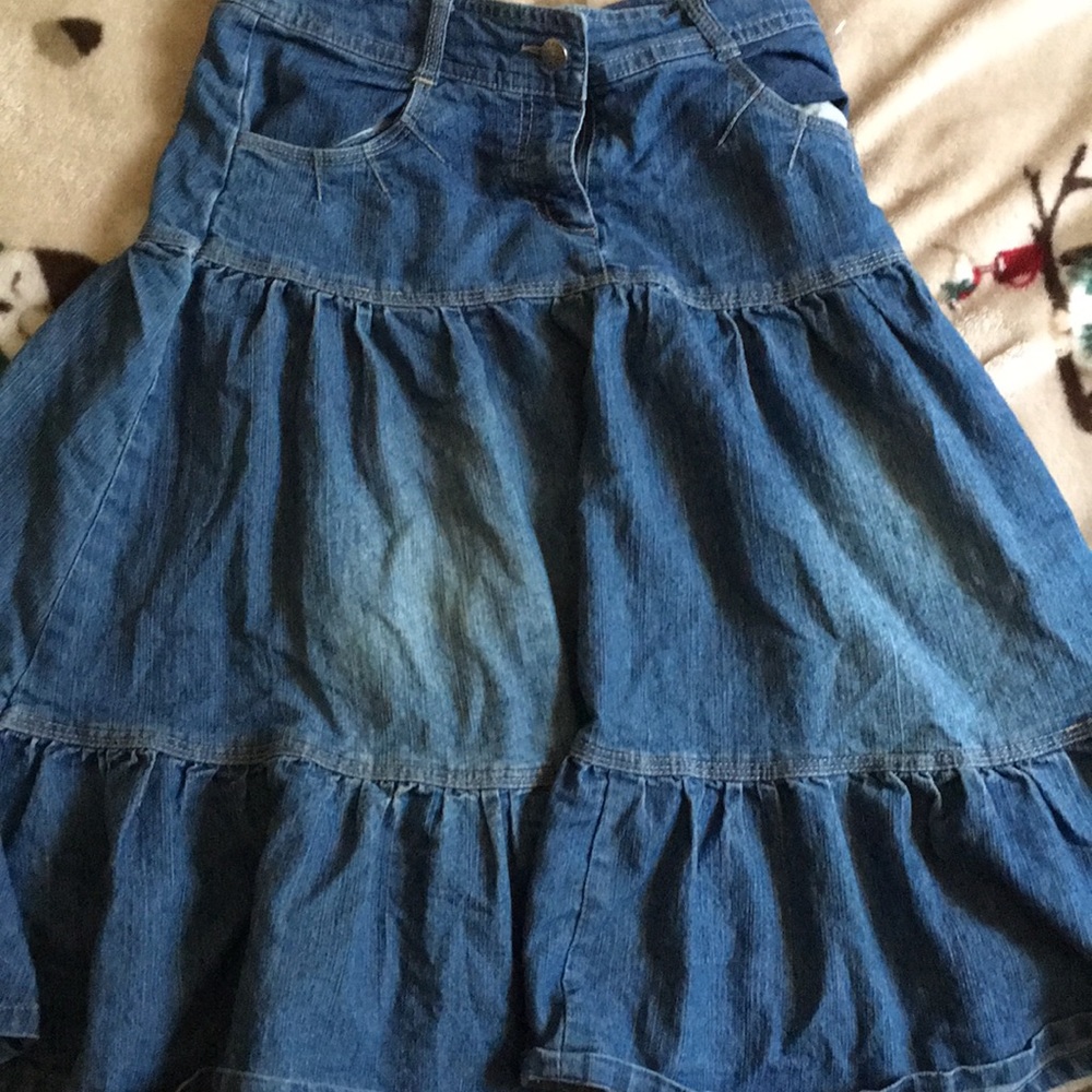 Ruffle jean tween skirt